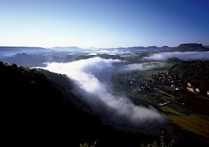 Bastei view with morning mist