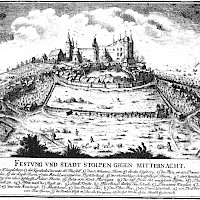 Burg und Stadt Stolpen ca. 1750 (C. G. Nestler)