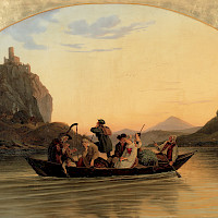 Ludwig Richter: Überfahrt am Schreckenstein (1837, Gemäldegalerie Neue Meister im Albertinum Dresden)