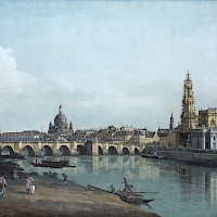 Canaletto - Dresden vom rechten Elbufer unterhalb der Augustusbrücke