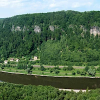 Blick von Belvedér ins Elbtal (© Jitka Erbenová; Wikipedia; CC BY-SA 3.0)