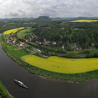 Ausblick von der Bastei (© Je-str; Wikipedia; CC BY-SA 3.0)