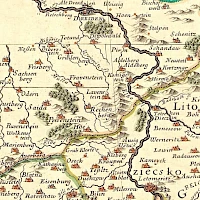 Nicolas Sanson d’Abbéville: Das sächsisch-böhmische Grenzgebiet auf der Karte von Böhmen (Kolorierter Kupferstich, Paris, 1654)