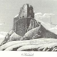 Burg im Jahre 1844 (Ansichtskarte; Wikipedia; Public domain)