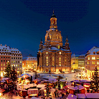 View of Neumarkt Dresden at Christmas time