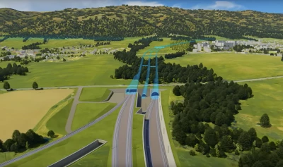 Tunnelm&uuml;ndung bei Chlumec (Visualisierung)